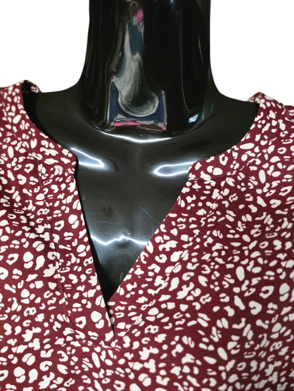 Maroon & White Top Split Bell Sleeves Large - Picture 2 of 8